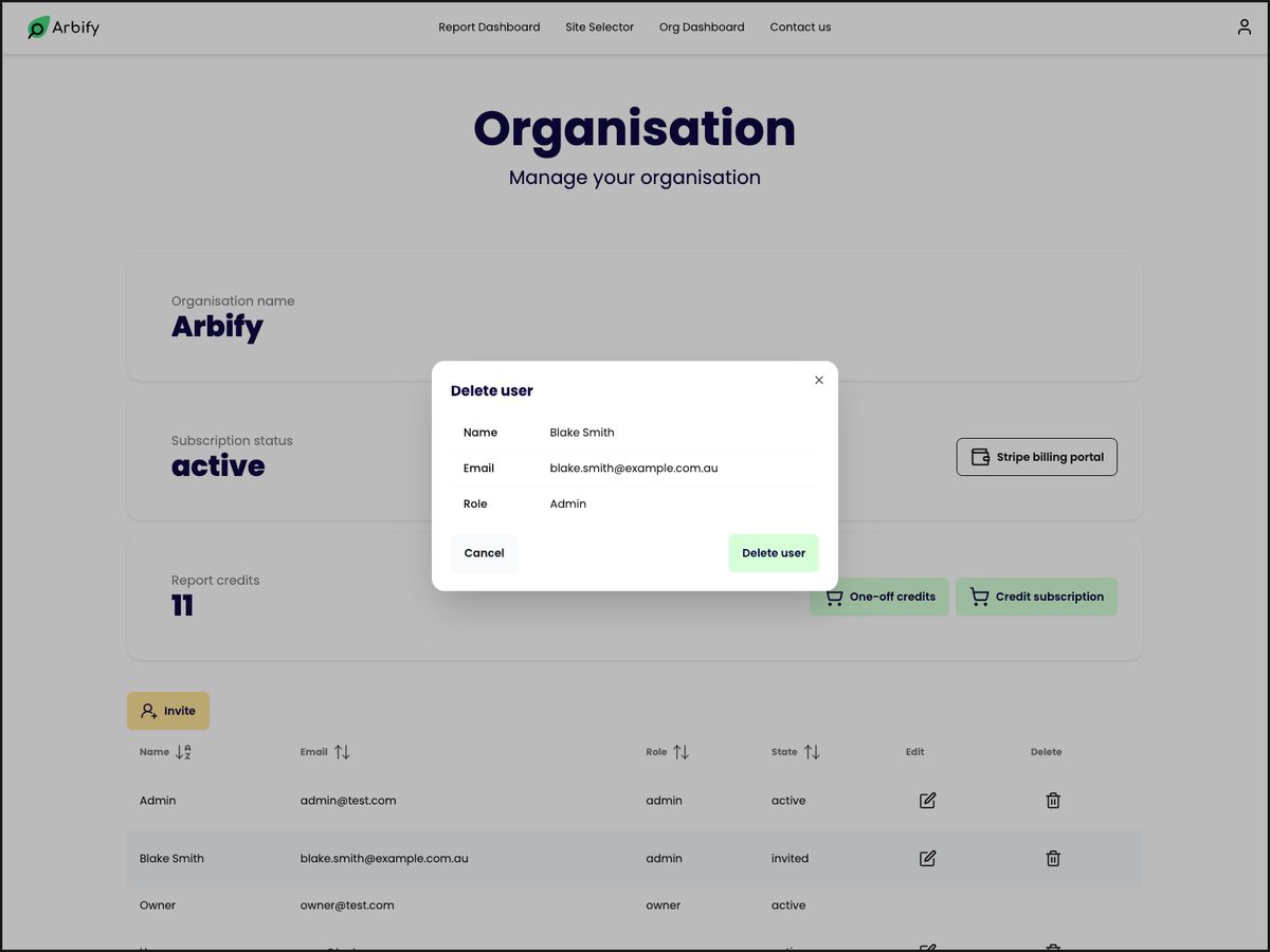 Off-boarding user modal